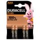 DURACELL Plus Power Alkaline AAA Batteries - Pack of 4