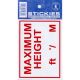 CASTLE PROMOTIONS MAXIMUM HEIGHT STICKER